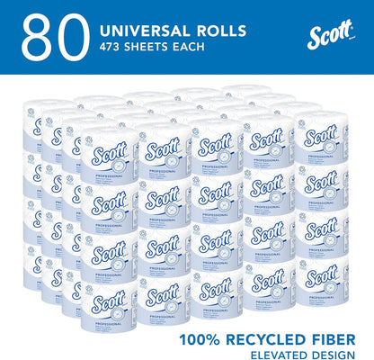 Scott Professional 100% Recycled Fiber Standard Roll Bulk Toilet Paper (13217), 2-Ply, Elevated Design