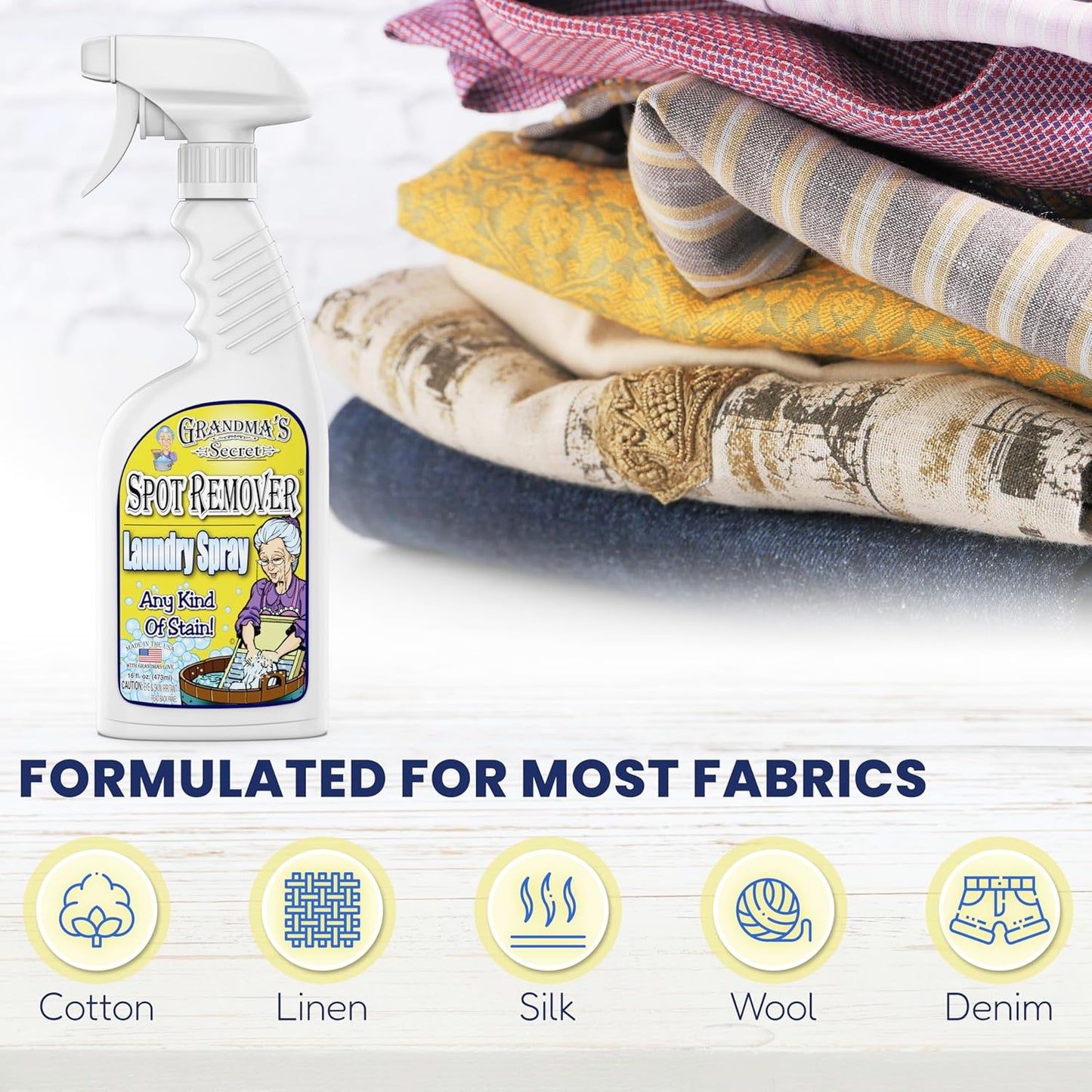 Grandma's Secret Spot Remover Laundry Spray - Chlorine, Bleach and Toxin-Free for Clothes - Fabric Stain Remover Removes Oil