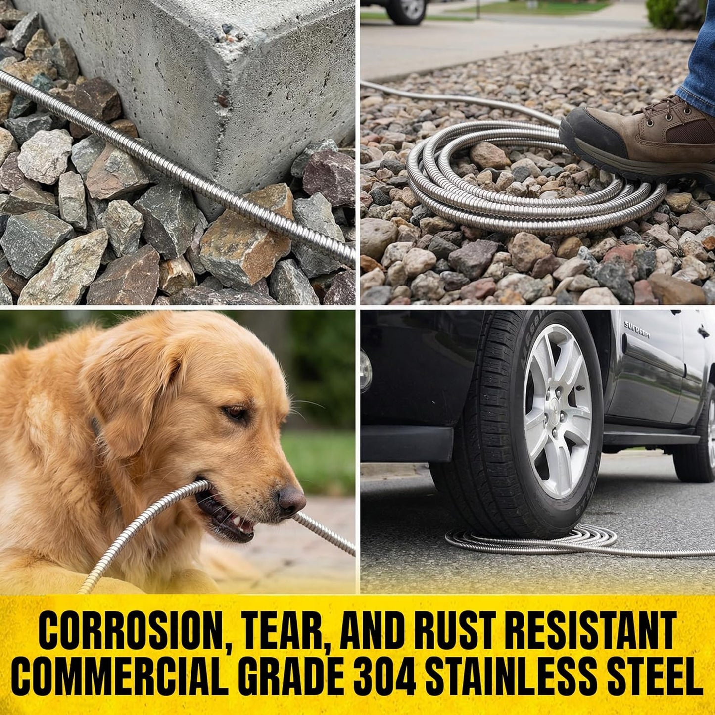 BIONIC STEEL 100 Ft Metal Garden Hose with Sprayer