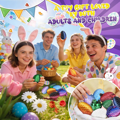 Impossmaker 12pcs 3D Printed Dragon Eggs, Cool Articulated Crystal Dragon Toys for Boys Kids Teen, Surprise Dinosaur Eggs for Party
