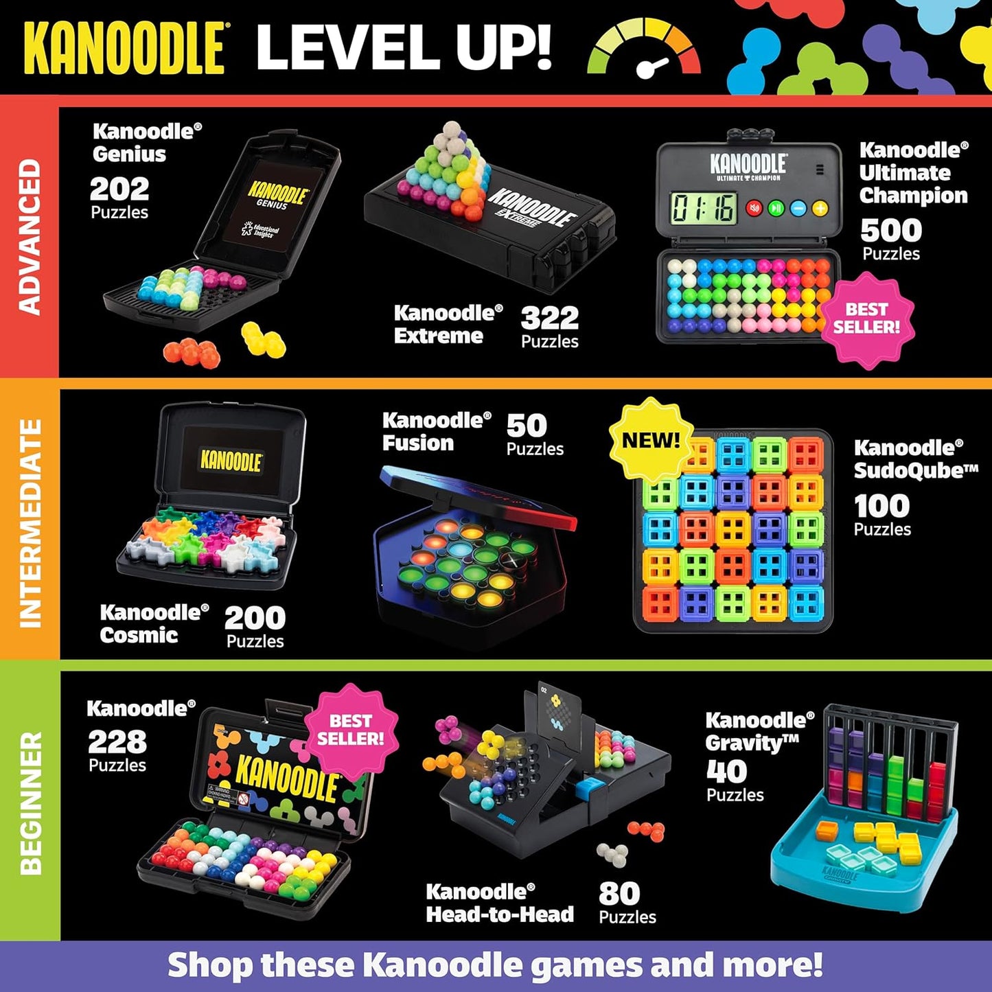 Educational Insights Kanoodle - 3D Brain Teaser Puzzles for Kids, Spatial Puzzle Games for Adults, Teens and