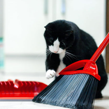 O-Cedar Pet Pro Broom with Step-On Dustpan, Remove 99% with One Sweep, Removes 3 Times More Pet Hair, Quiet Cleaning Tool for Cat and Dog Owners