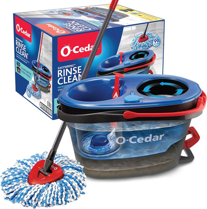 O-Cedar RinseClean Spin Mop & Bucket System, Clean with Water, Removes 99% of Bacteria