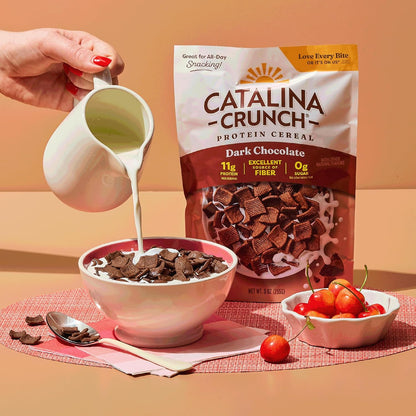 Catalina Crunch Protein Cereal - Sugar Free Breakfast Cereal with 11g of Protein - Gluten Free - Dark Chocolate - 9 oz. Bag (Packaging May Vary)