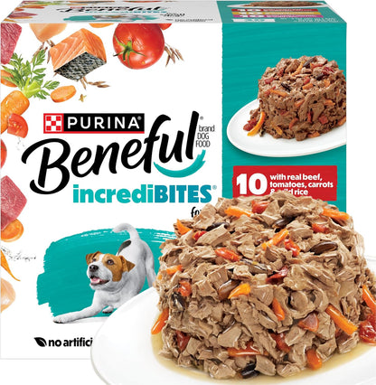 Beneful Purina Small Breed Wet Dog Food Variety Pack, IncrediBites With Real Beef, Chicken and Salmon - (Pack of 30) 3 Oz. Cans