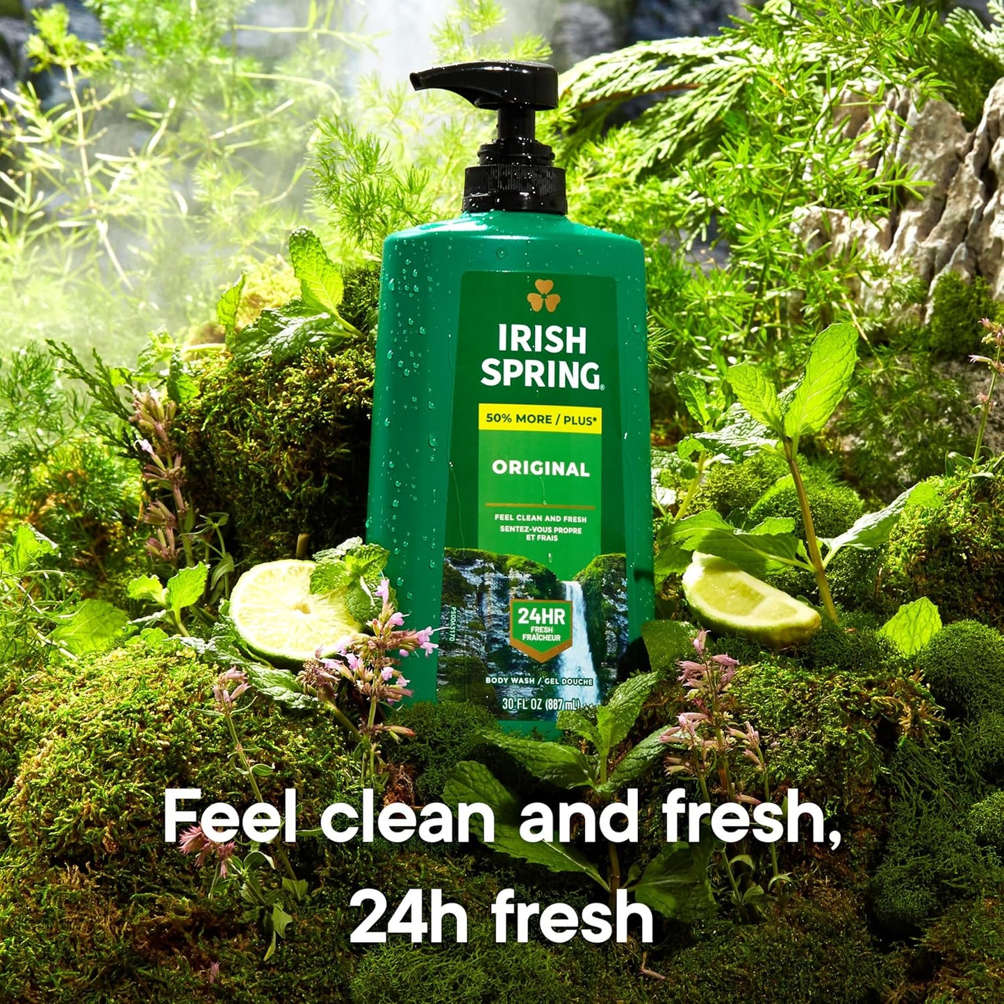 Irish Spring Original Moisturizing Body Wash for Men, 24-Hour Fresh, Face and Body Wash, Biodegradable Ingredients, Paraben Free, Cool Fresh