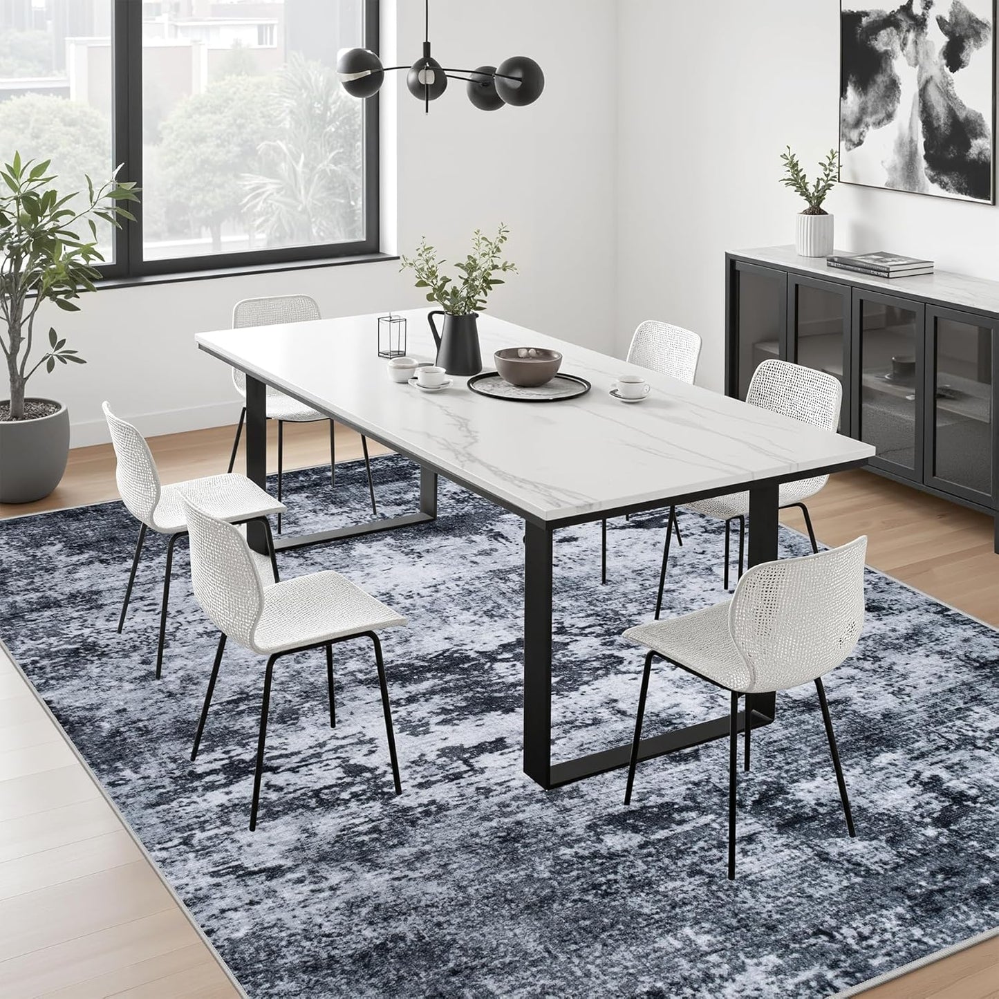 5x7 Area Rug Living Room Rug: Washable Modern Abstract Soft Thin Rug Indoor Floor No Slip Stain Resistant Carpet for Bedroom Dining Room Farmhouse