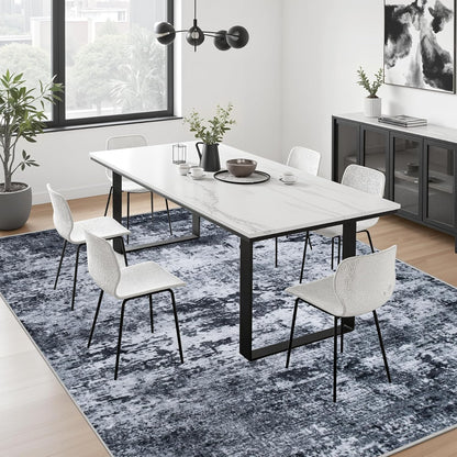 5x7 Area Rug Living Room Rug: Washable Modern Abstract Soft Thin Rug Indoor Floor No Slip Stain Resistant Carpet for Bedroom Dining Room Farmhouse