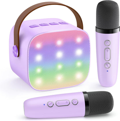 YLL Karaoke Machine for Kids, Portable Mini Speaker with 2 Wireless Microphones, TOP Kids Gifts for Girls Ages 3, 4, 5, 6, 7, 8, 9, 10+ Years