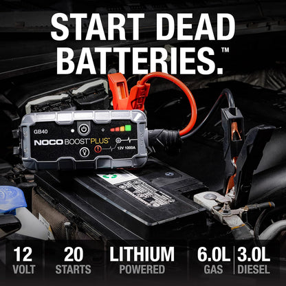 NOCO Boost GB40: 1000A UltraSafe Jump Starter 12V Lithium Battery Booster Pack, Portable Jump