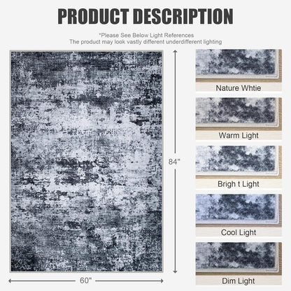 5x7 Area Rug Living Room Rug: Washable Modern Abstract Soft Thin Rug Indoor Floor No Slip Stain Resistant Carpet for Bedroom Dining Room Farmhouse
