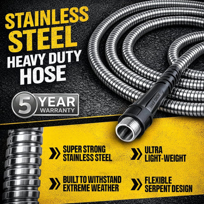 BIONIC STEEL 100 Ft Metal Garden Hose with Sprayer