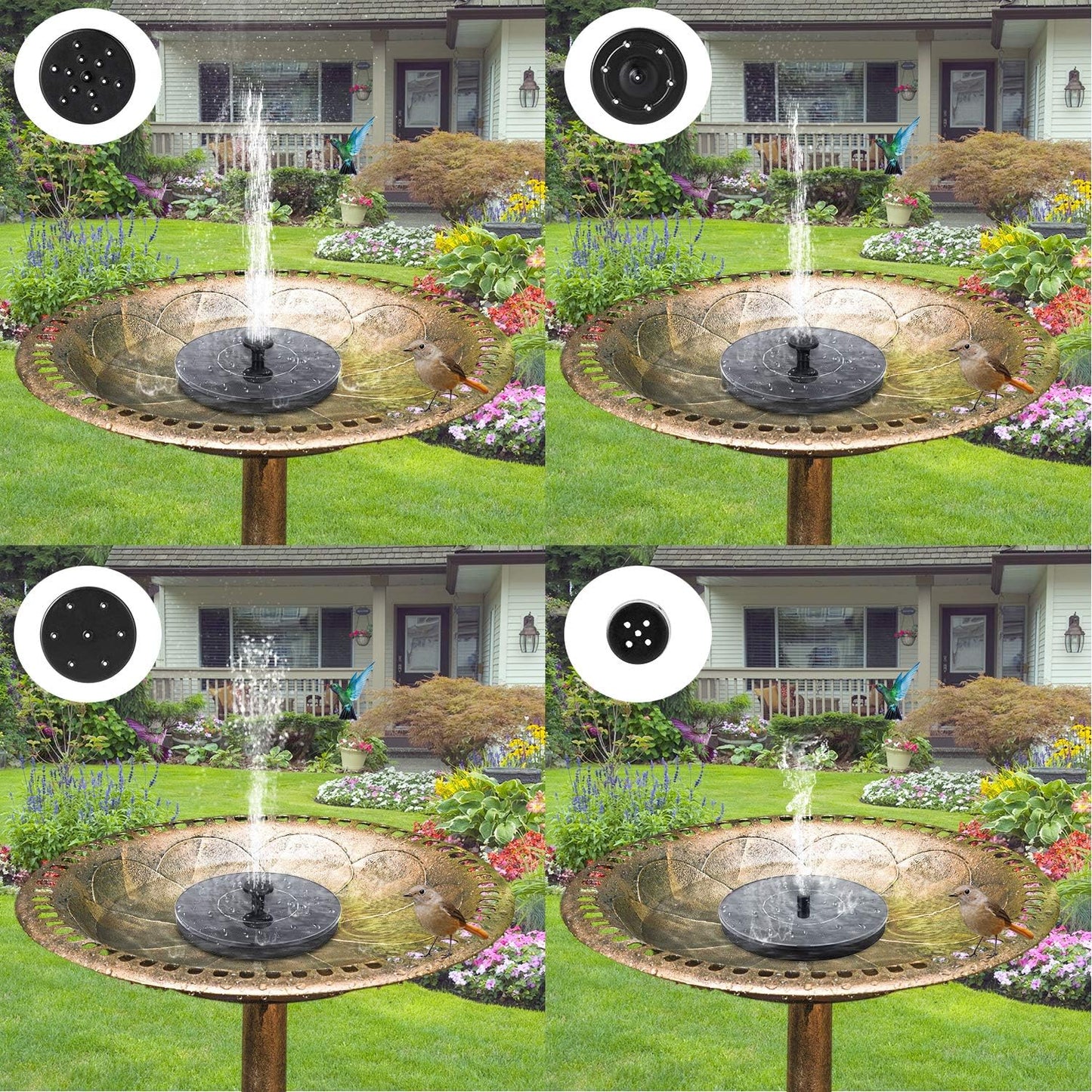 Mademax Solar Bird Bath Fountains, Upgrade 1.4W Solar Fountain Pump with 6