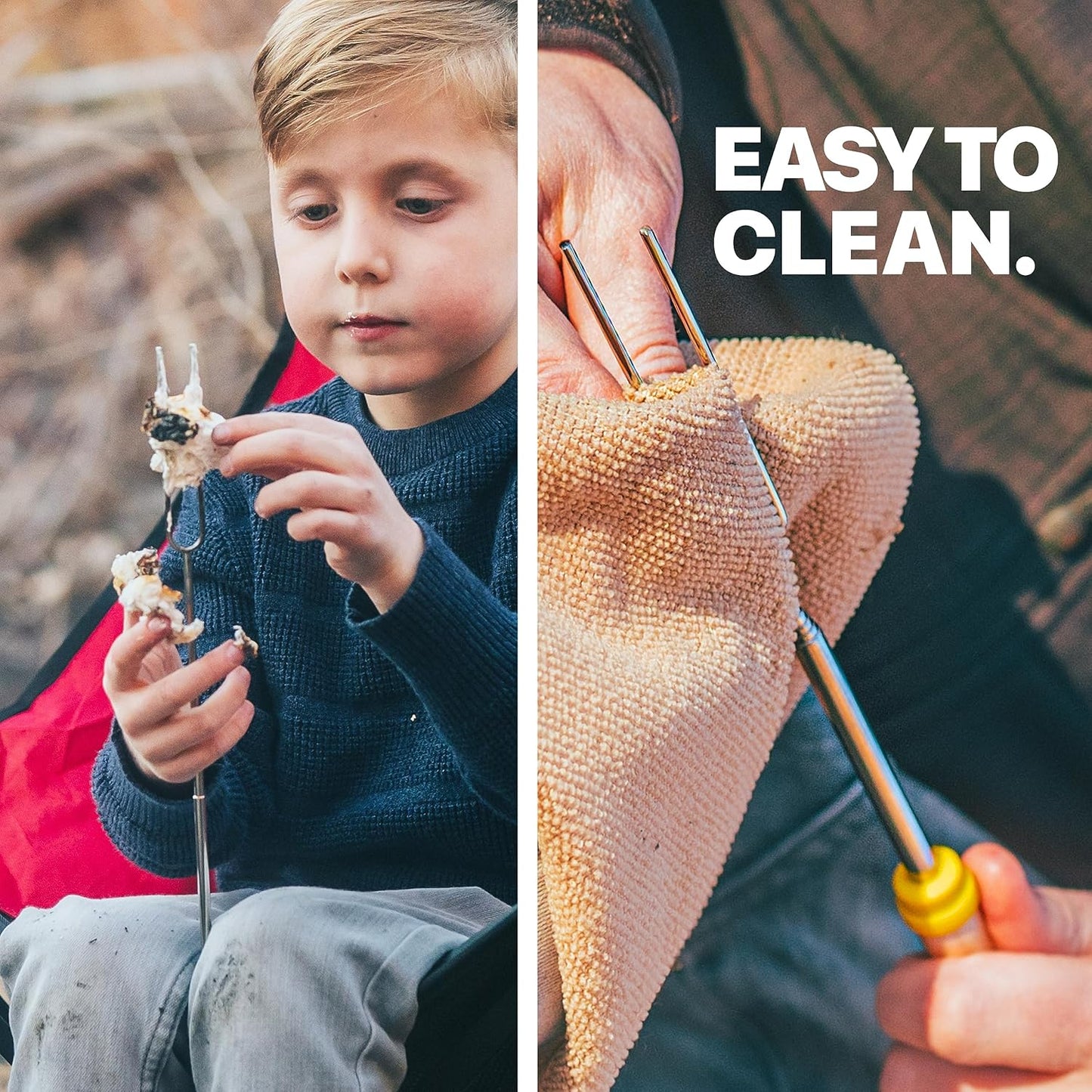 MalloMe Smores Sticks for Fire Pit Long - Marshmallow Roasting Sticks Smores Kit - Smore Skewers Hot Dog Fork Campfire Cooking