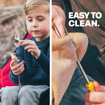MalloMe Smores Sticks for Fire Pit Long - Marshmallow Roasting Sticks Smores Kit - Smore Skewers Hot Dog Fork Campfire Cooking