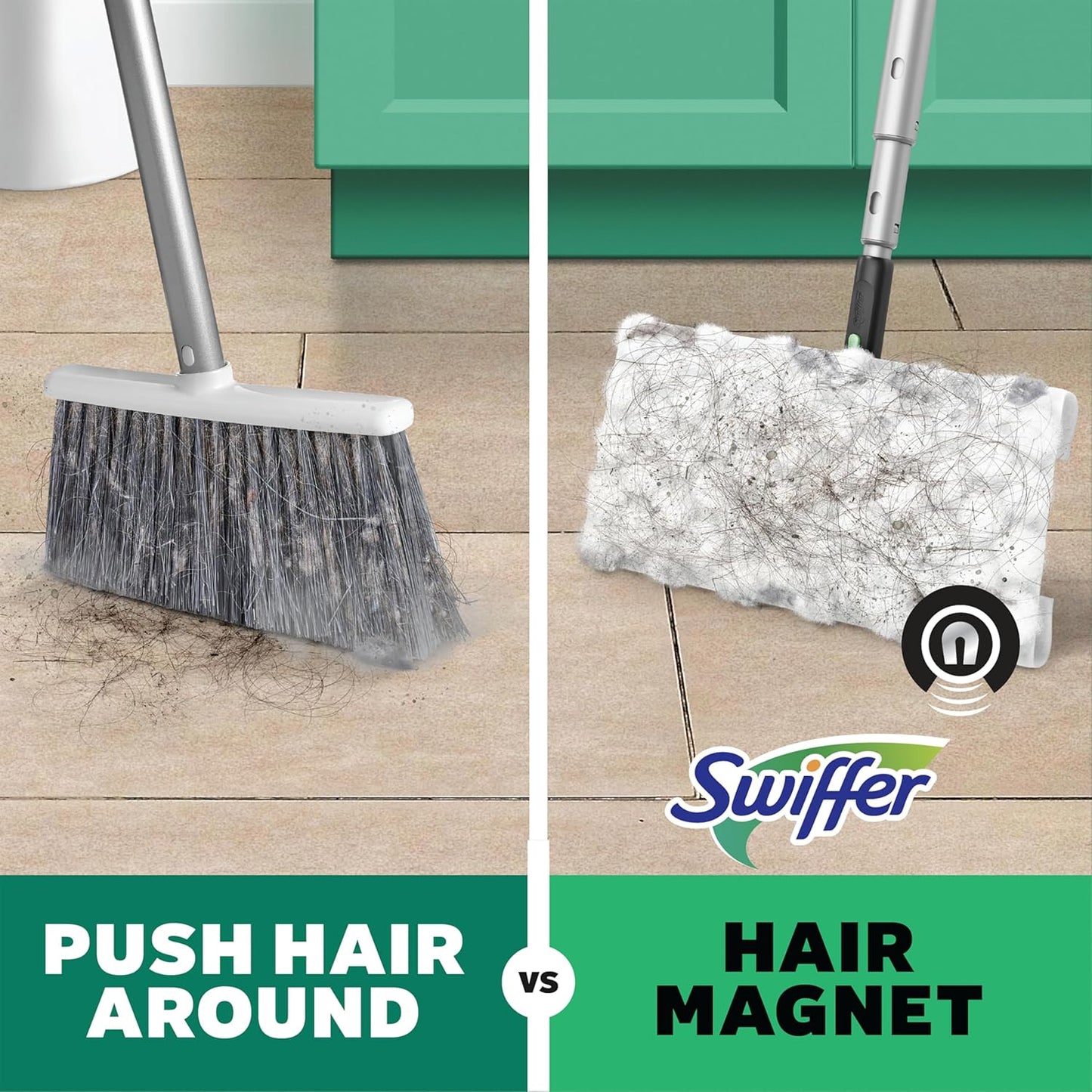 Swiffer Sweep & Mop Deluxe 2-in-1 Multi-Surface Kit for Floor Cleaning, Includes 1 Sweeper Device, 5 Dry Sweeping + 6 Wet Mopping Heavy Duty