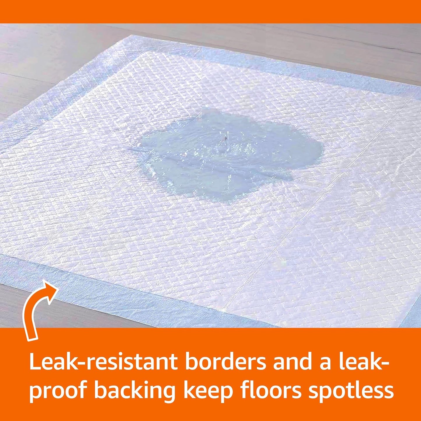 Amazon Basics Leak-Proof Dog and Puppy Potty Training Pee Pads with Quick-Dry 5-Layer Super Absorbent Design, Regular Size 22 x 22 inch, Blue &