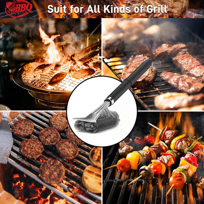 TNTOR Grill Brush with Scraper, 18" Adjustable Handle BBQ Grill Brush for Outdoor