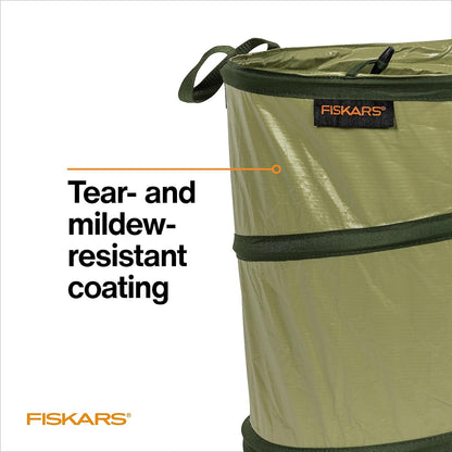 Fiskars Kangaroo Collapsible Spring Up Garden Bag for Yard Waste, Grass, Branches & Weeds, Tear & Mildew Resistant Vinyl-Coated