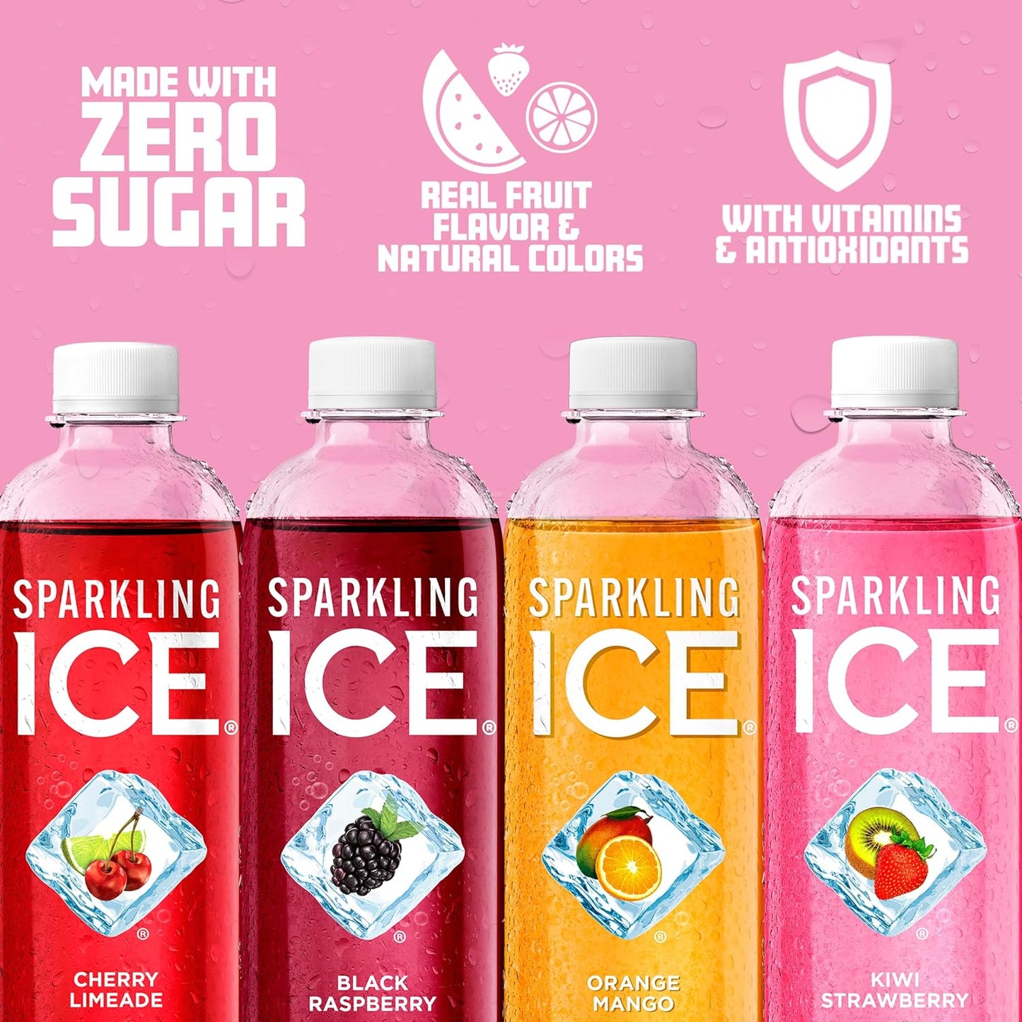 Sparkling Ice Purple Variety Pack, Flavored Water, Zero Sugar, with Vitamins and Antioxidants, 17 fl oz, 12 count (Black Raspberry, Cherry