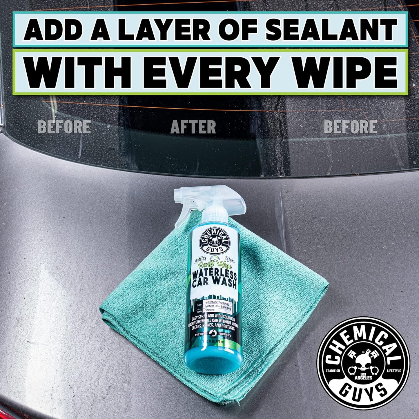 Chemical Guys Swift Wipe Sprayable Waterless Car Wash Spray - Spray and Wipe to Safely Clean and Shine Cars, Trucks, Motorcycles, RV &