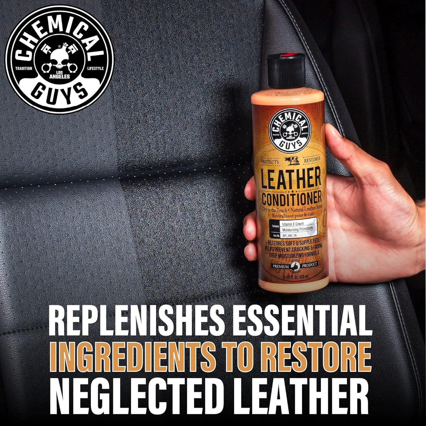 Chemical Guys Leather Cleaner and Conditioner Kit - Car Cleaner and Conditioner, Safely Cleans & Conditions Leather Car Interiors, Furniture