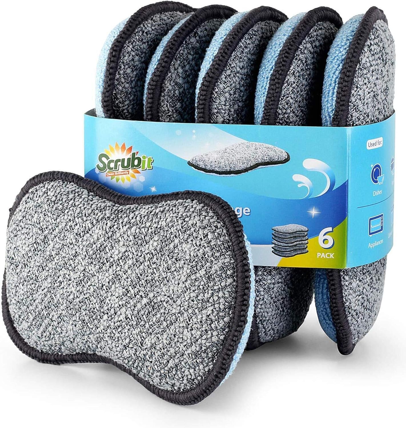Multi-Purpose Sponges Kitchen by Scrub-it - Non-Scratch Microfiber sponges for