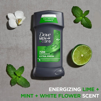 Dove Men+Care Extra Fresh Men's Antiperspirant Deodorant Stick Extra Fresh Twin pack With 72-hour sweat & odor protection with 1/4 Moisturizing Cream