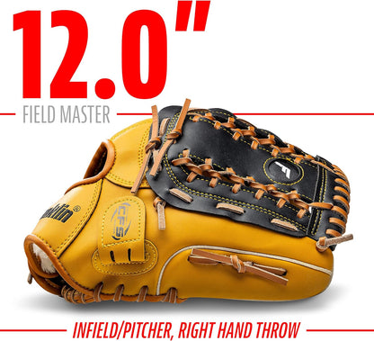 Franklin Sports Field Master Baseball + Softball Glove - Field Master Adult + Youth Baseball + Softball Mitt - Men's + Women's Gloves - Right Hand
