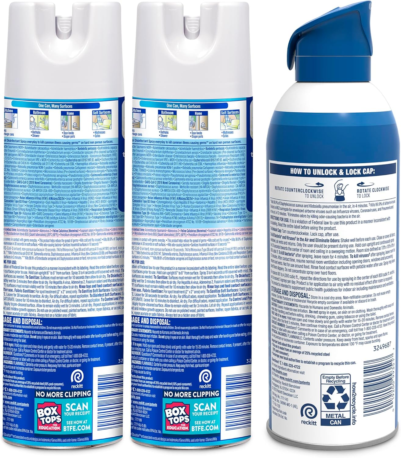 Lysol Bundle containing x2 Lysol Disinfectant Spray for Hard and Soft Surfaces, Crisp Linen, 19 Fl. Oz + Lysol Air Sanitizer