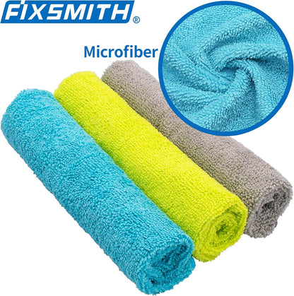 FIXSMITH Microfiber Cleaning Cloth - Pack of 8, Size: 12 x 16 in, Multi-Functional Cleaning Towels, Highly Absorbent Cleaning Rags