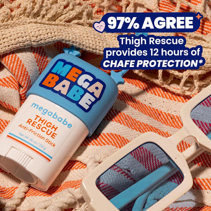Megababe Thigh Rescue Anti-Chafe Stick Mini, Travel size, great for on-the-go, Prevents skin chafe & irritation, Thighs, arms, bra-lines & more