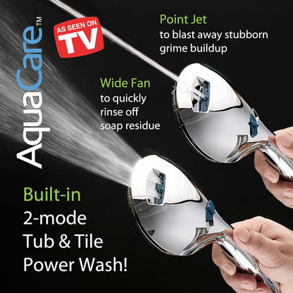 AquaCare High Pressure 8-mode Handheld Shower Head - Anti-clog Nozzles, Built-in Power Wash to Clean Tub, Tile &