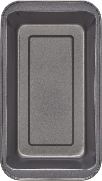 Amazon Basics Rectangular Nonstick Bread Loaf Pan for Baking Meatloaf with Even Heat Distribution, 9.5 x 5 Inch, Gray, Set of 2
