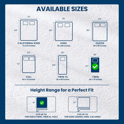 Twin Size Mattress Protector Waterproof, Premium 200 GSM Terry Mattress Cover, Soft & Breathable Bed