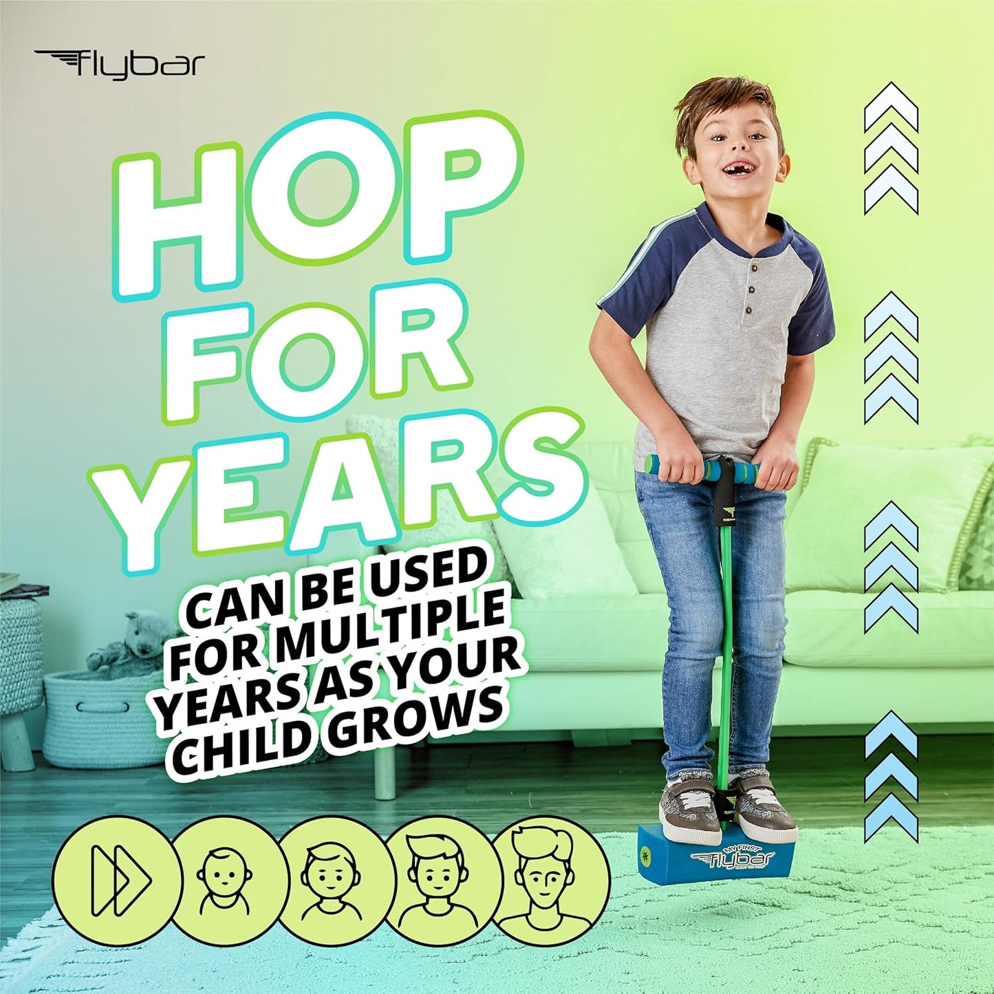 Flybar My First Foam Pogo Jumper for Kids Fun and Safe Pogo Stick for Toddlers, Durable Foam and Bungee Jumper for Ages 3 and