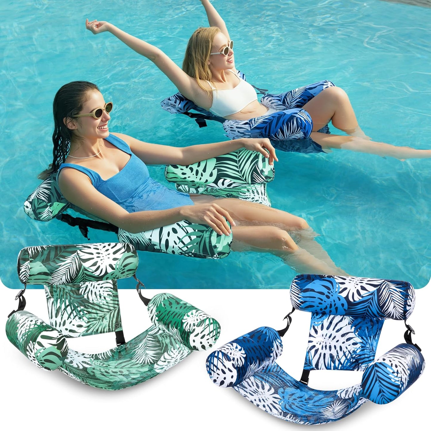 SLOOSH Inflatable Pool Floats Adult,2 Packs Floating Lounge Chairs,Blow up Pool Noodles for Adult Heavy