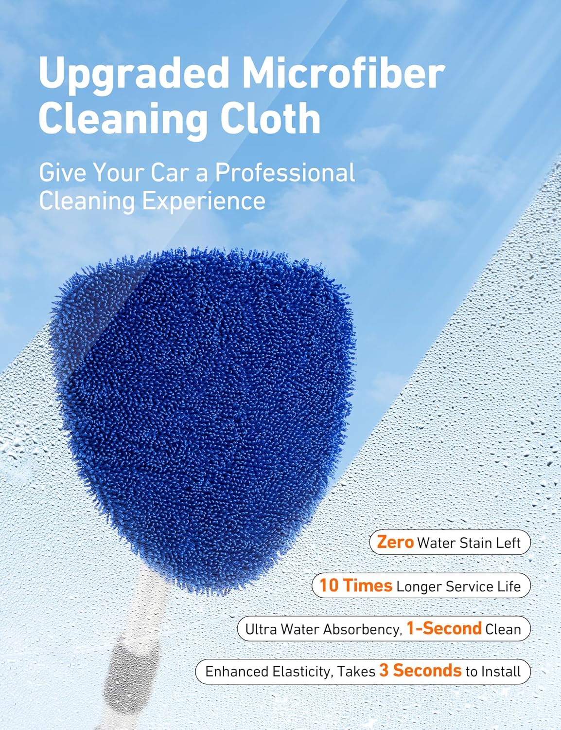 AstroAI Windshield Cleaner Tool, Car Interior Detailing Cleaning Kit with Extendable Handle and 4 Upgraded High-Density Reusable Microfiber