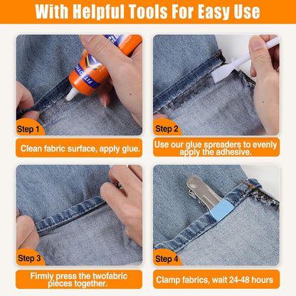 FITTDYHE Fabric Glue Permanent, 60 ML Washable Clear Clothing Glue, Super Fabric Glue for Rhinestones, Patches, Clothes, Denim, Leather