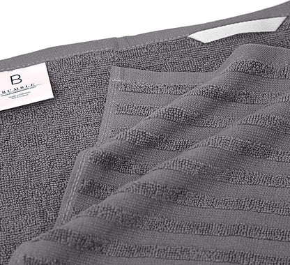 Premium Kitchen Towels (20x 28, 6 Pack), Large Cotton Dish Towels, Flat & Terry Highly Absorbent Kitchen Linen Set with Hanging Loop, Gray