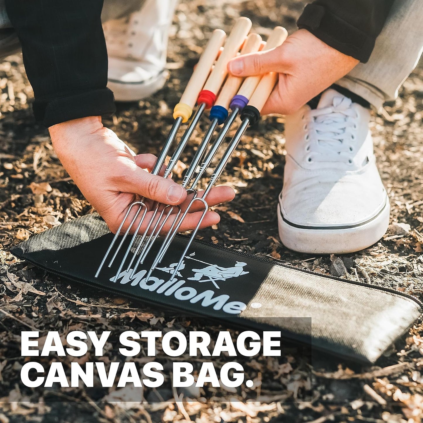 MalloMe Smores Sticks for Fire Pit Long - Marshmallow Roasting Sticks Smores Kit - Smore Skewers Hot Dog Fork Campfire Cooking
