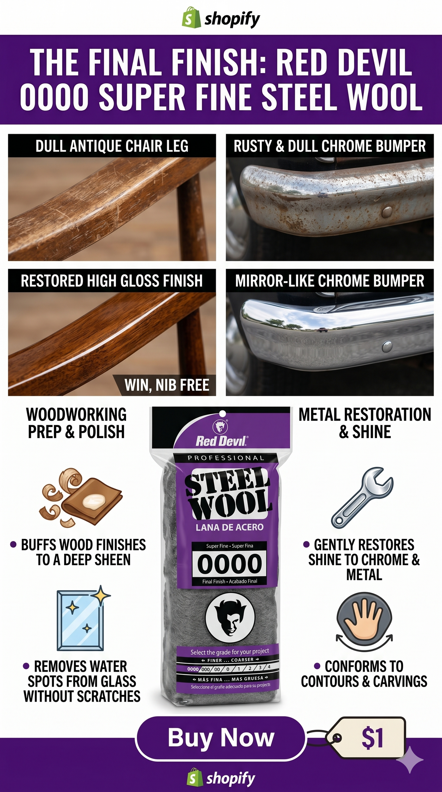 Red Devil 0310 Steel Wool, 0000 (6)